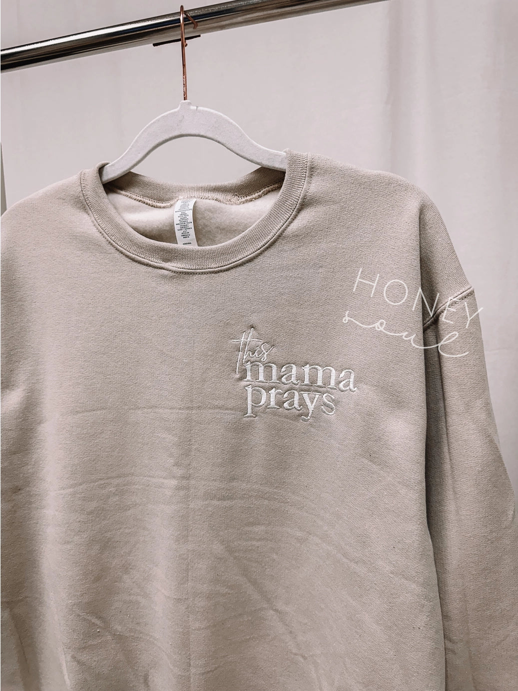 THIS MAMA PRAYS SWEATSHIRT - DUSTY PINK