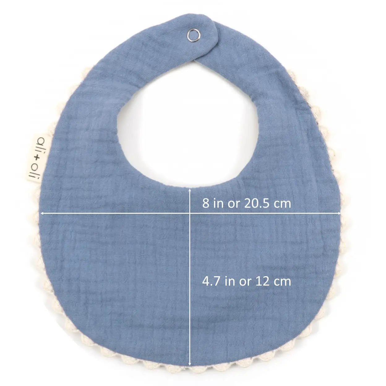 BLUE/FLORAL MUSLIN COTTON REVERSIBLE BABY BIB